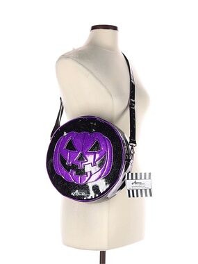 Astro Bettie Black Glitter Purse W/ Purple Glitter Pumpkin jack-o’-lantern  NWOT